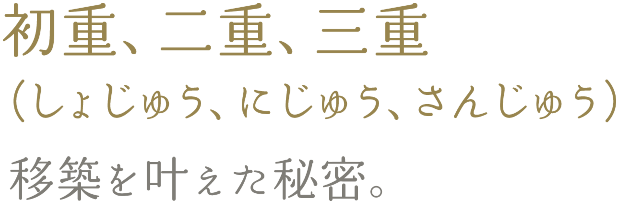 初重、二重、三重（しょじゅう、にじゅう、さんじゅう） 移築を叶えた秘密。